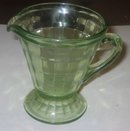 VINTAGE GREEN GLASS PITCHER / CREAMER 1940s