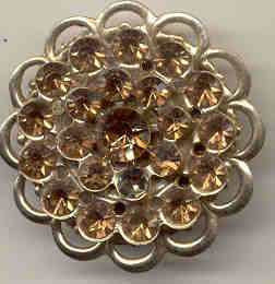 Amber Rhinestone Brooch Pin