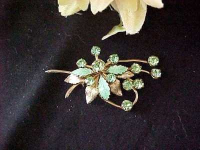 Rhinestone Leaf Brooch Pin