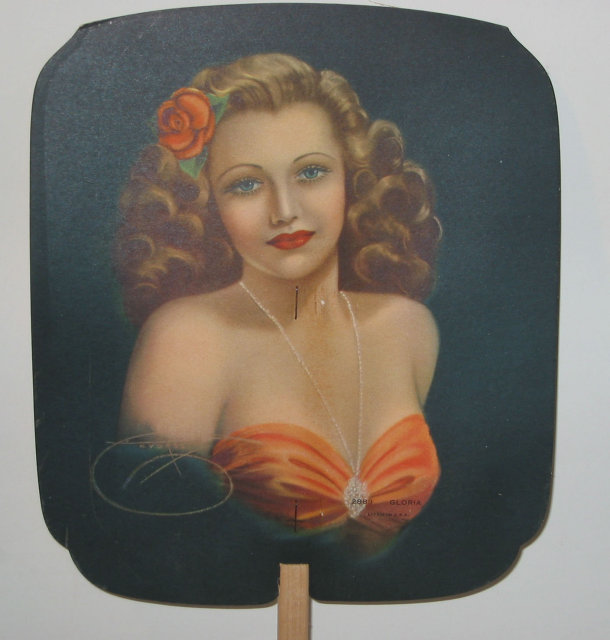 ROCK ISLAND IL PINUP FAN * GLORIA LITHO