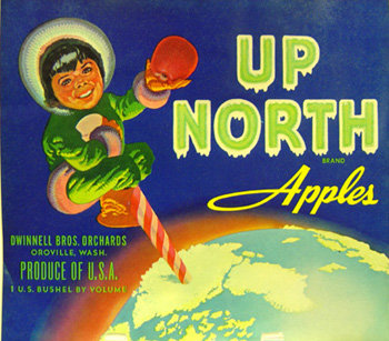 Up North Apple Crate Label - Eskimo
