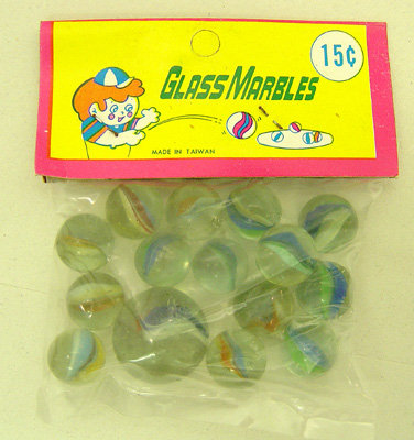 2 VINTAGE GLASS MARBLES IN PACK * TOYS TOY