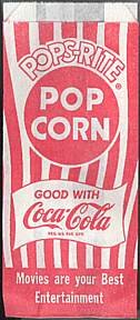 Pops-Rite Coca-Cola Popcorn Movie Bag