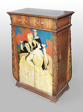 Wood Wine Cabinet - Art Deco