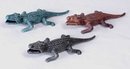 3 CAST IRON GARDEN CROCODILE STATUES