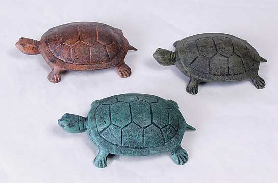 3 CAST IRON GARDEN TURTLE STATUES