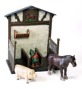Horse Stall with Animals - Cast Iron