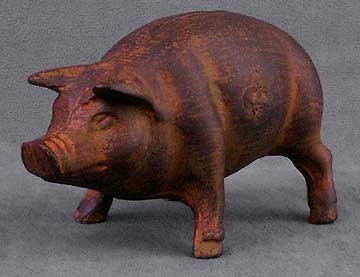 CAST IRON POT BELLY PIGGY PIG BANK