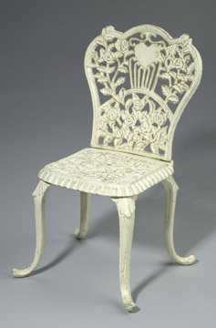 CAST IRON HEART DOLL HOUSE METAL CHAIR