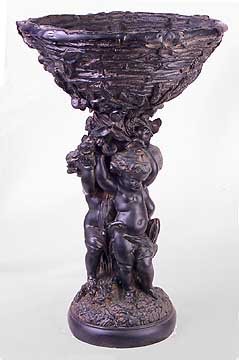 BRONZITE CHERUB HOLDING BOWL
