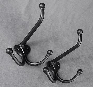 2 BLACK CAST IRON CLOTHING HOOKS