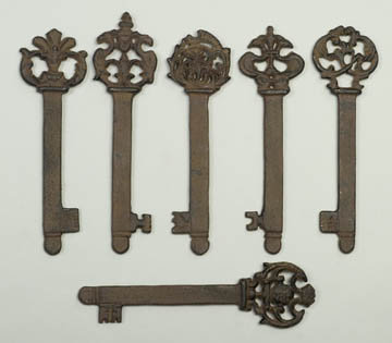 CAST IRON KEYS * 6 REPRODUCTION SKELETON KEY