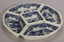 PORCELAIN TRANSFERWARE PLATES * 5 TOILE SNACK