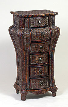 WICKER CHEST * 6 DRAWERS * DARK FINISH