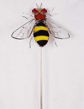 BUMBLE BEE GLASS GARDEN STAKE
