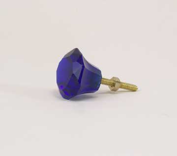 Cobalt Blue Glass Drawer Door Pulls 1.25