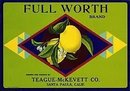 Full Worth Lemon Citrus Crate Label