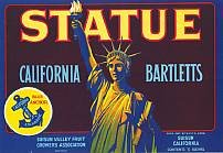 Statue of Liberty Barlett Pears Label