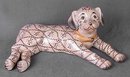 PORCELAIN PINK DOG STATUE