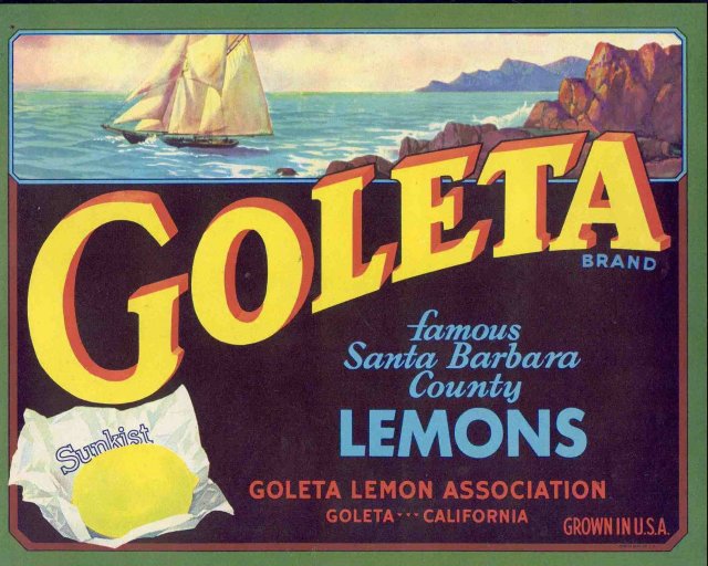 Goleta Sunkist Citrus Crate Label