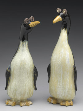 2 PORCELAIN PENGUIN STATUES