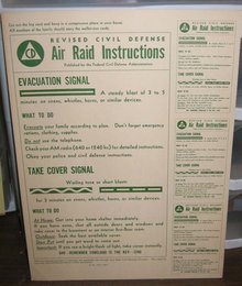 Vintage 1955 CIVIL DEFENSE AIR Raid Instruction Card