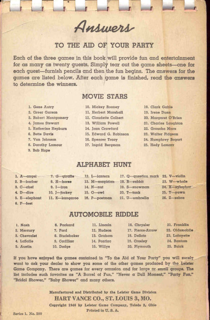 Party Games Booklet