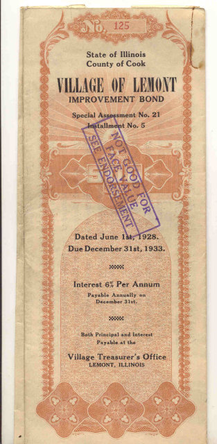 Lemont Village Illinois Bond