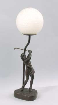 CAST IRON lady GOLFER GOLF LAMP / NEW ACCENT