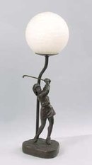 CAST IRON lady GOLFER GOLF LAMP / NEW ACCENT