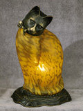 Amber Glass Cat Lamp
