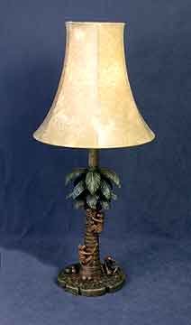 TROPIC ART DECO MONKEY PALM TREE SHADE LAMP
