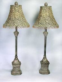 PAIR SILK SHADE BUFFET LAMPS / CAT