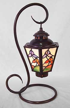 GLASS PANELED PARLOR LAMP / NEW