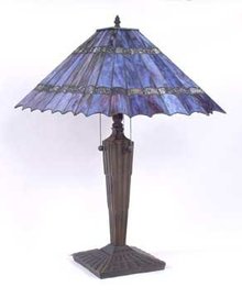 GLASS LAMP METAL BASE W MARBLE / NEW LIGHTING