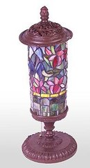 GLASS FLORAL TABLE LAMP / NEW