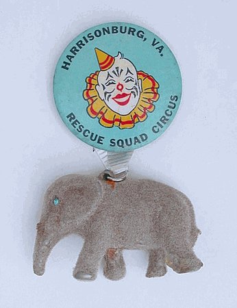 HARRISBURG VA FLOCKED ELEPHANT CIRCUS SOUVENIR