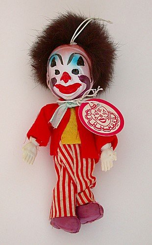 Clown Cloth Celluloid Toy Doll - Japan 1950s