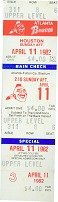 ATLANTA BRAVES Baseball Tickets 1982 / VINTAGE SPORTS MEMORABILIA