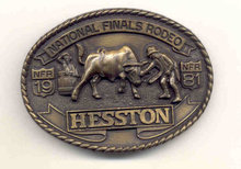 Hesston Brass Cowboy Belt Bucklet