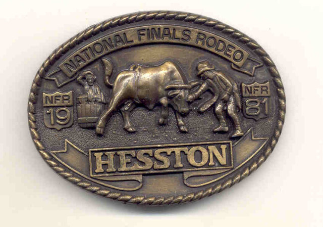 Hesston Brass Cowboy Belt Bucklet