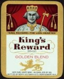 VINTAGE KING'S REWARD GRAPE LABEL