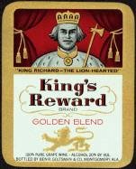 VINTAGE KING'S REWARD GRAPE LABEL