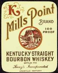 VINTAGE MILLS POINT KENTUCKY WHISKEY LABEL