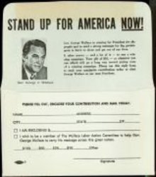 VINTAGE GEORGE WALLACE STAND UP FOR AMERICA POLITICAL CONTRIBUTION ENVELOPE