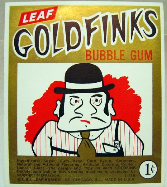 Goldfinks Bubblegum Vending Card