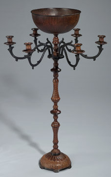 LARGE METAL CANDLE HOLDER W BOWL NEW TAPERED