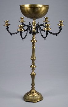 LARGE CAST IRON FLOOR CANDLEABRA CANDLE HOLDER