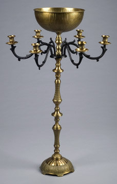 LARGE CAST IRON FLOOR CANDLEABRA CANDLE HOLDER