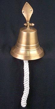 BRASS SHIP BELL W HOOK ROPE / NEW
